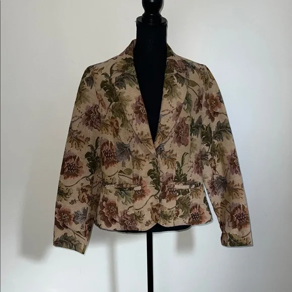VNTG Crazy Horse by Liz Claiborne Multicolor Floral Tapestry Blazer - Picture 1 of 5